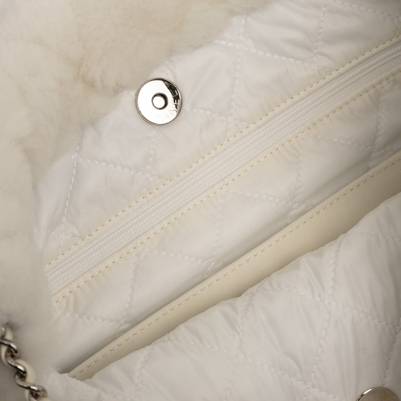 Chanel CC Shearling Coco Neige Backpack Wit