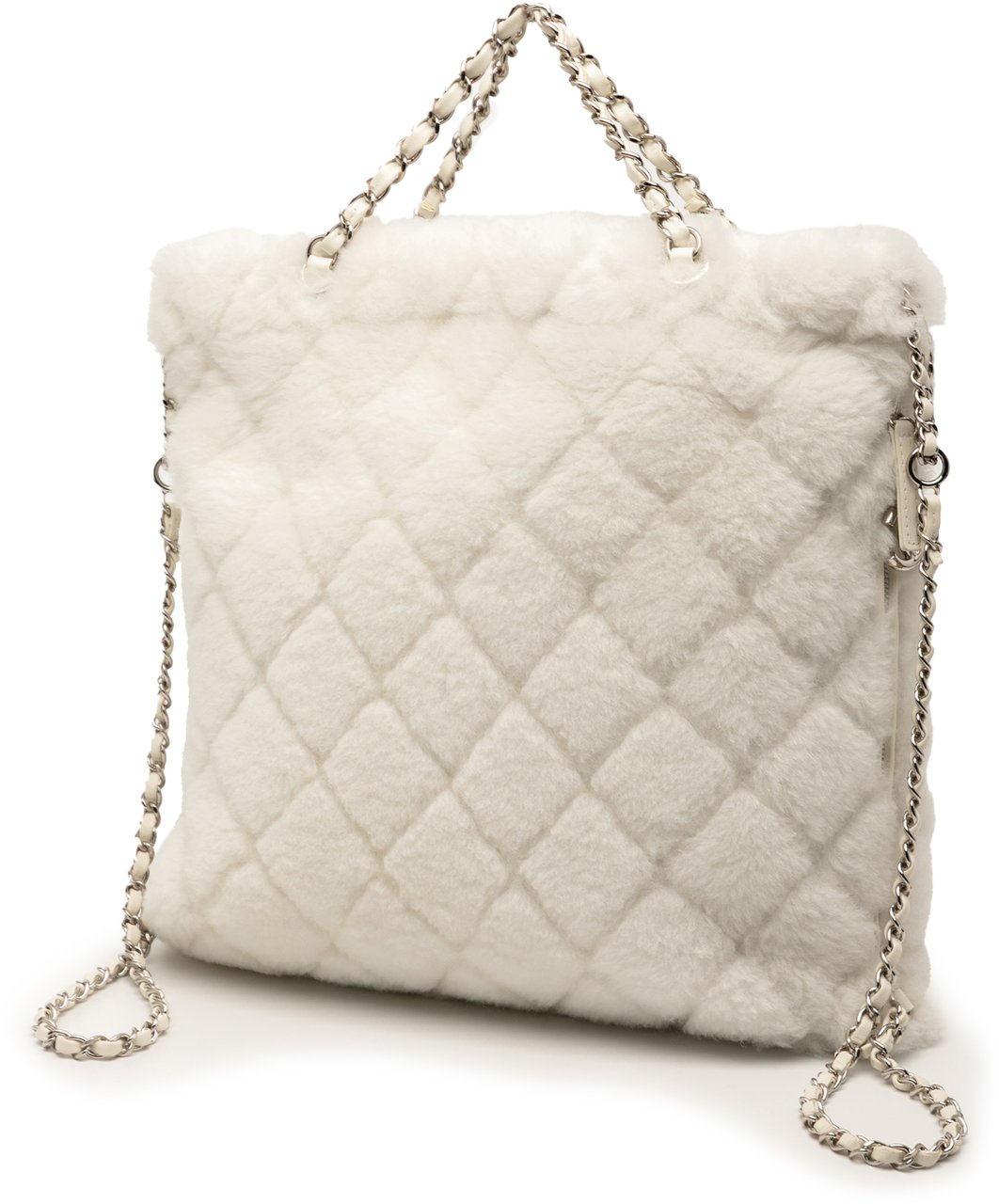 Chanel CC Shearling Coco Neige Backpack Wit