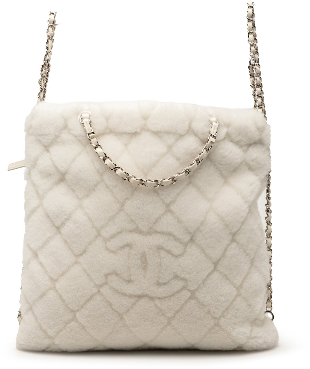 Chanel CC Shearling Coco Neige Backpack Wit