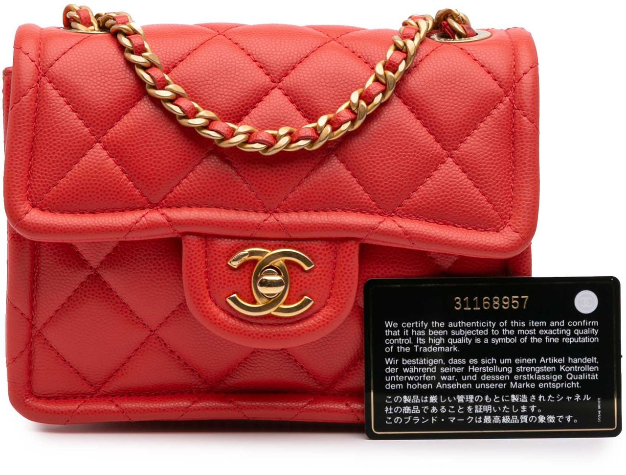 Chanel Mini Quilted Caviar Sweet Classic Flap Rood