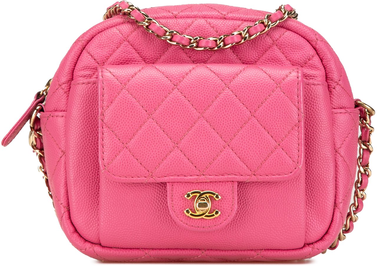 Chanel Quilted Caviar CC Day Camera Bag Roze