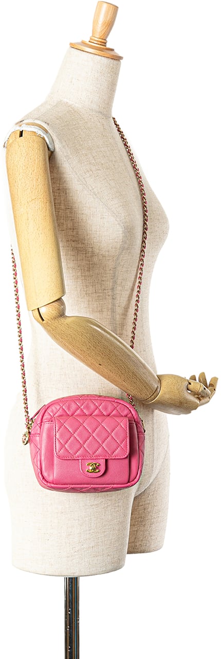 Chanel Quilted Caviar CC Day Camera Bag Roze