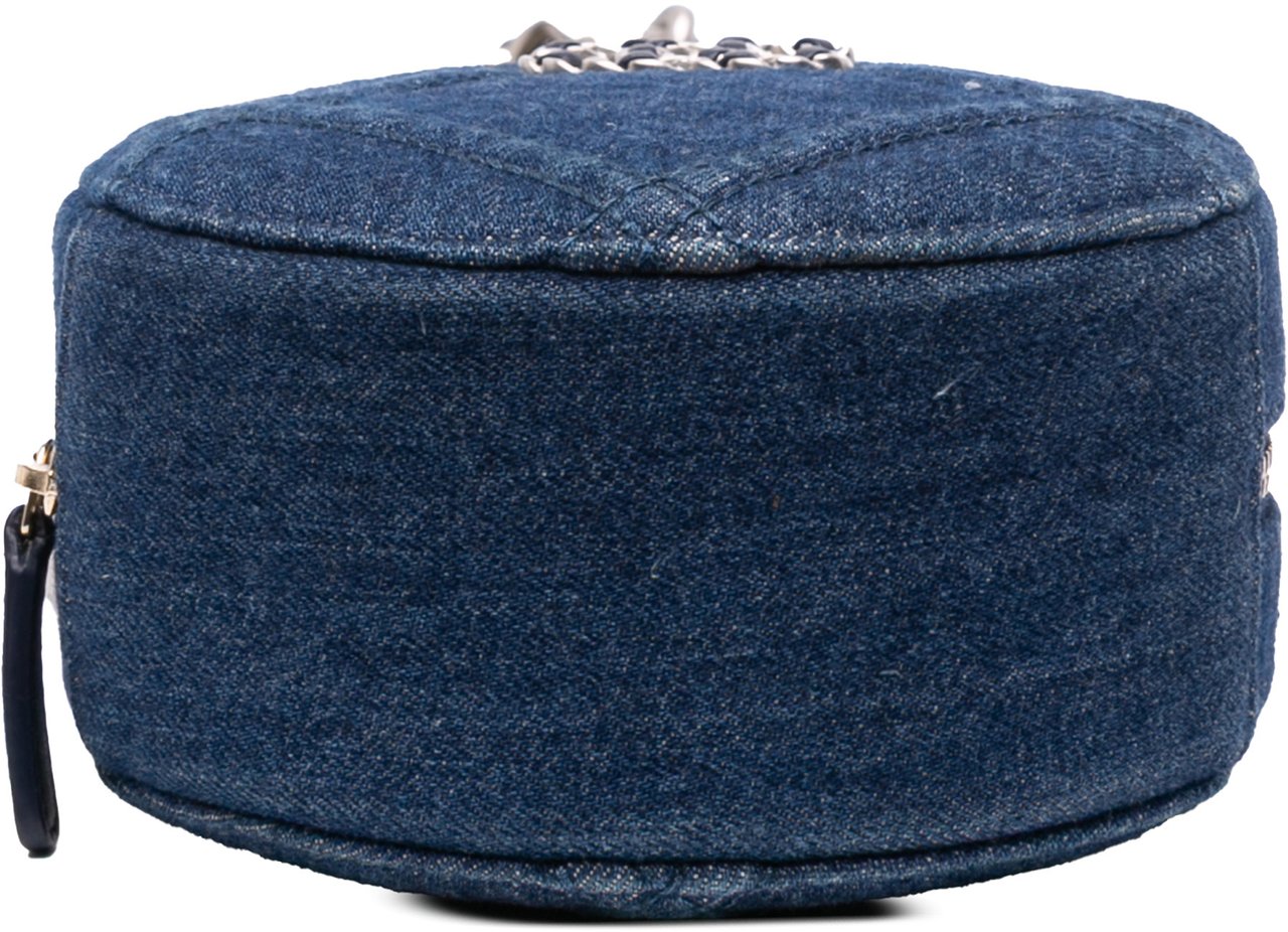 Chanel Denim 19 Round Clutch with Chain Blauw