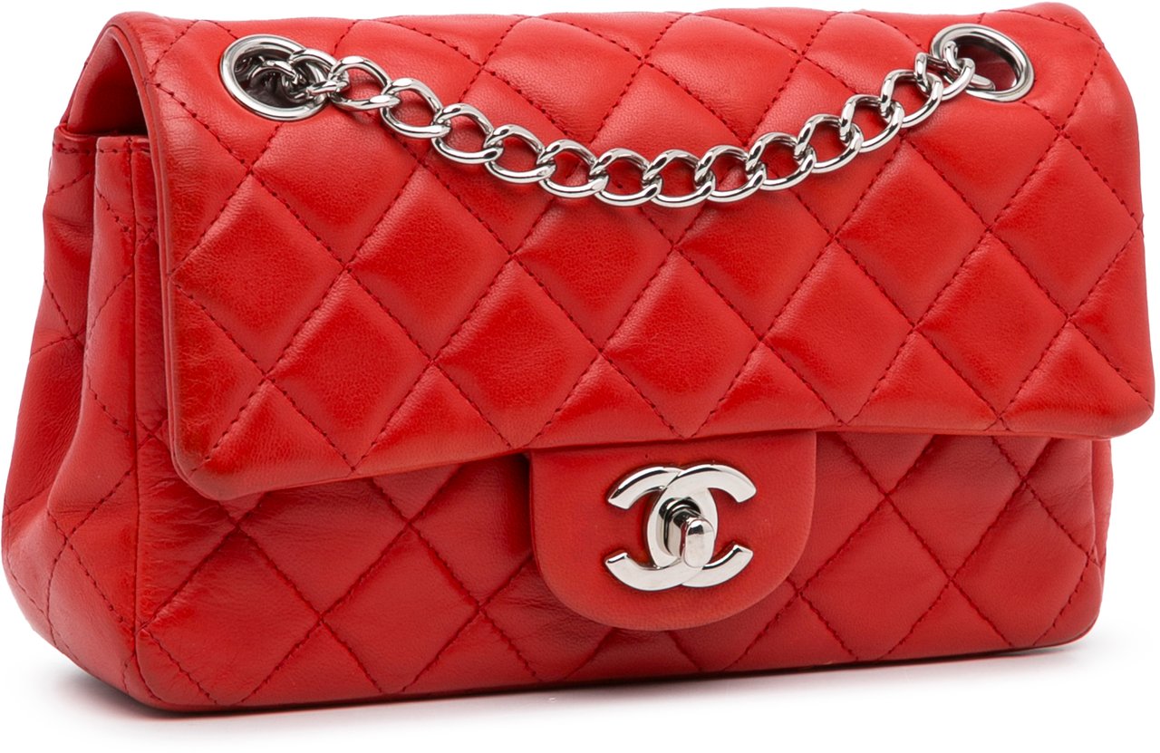 Chanel Mini Rectangular Classic Lambskin Single Flap Rood