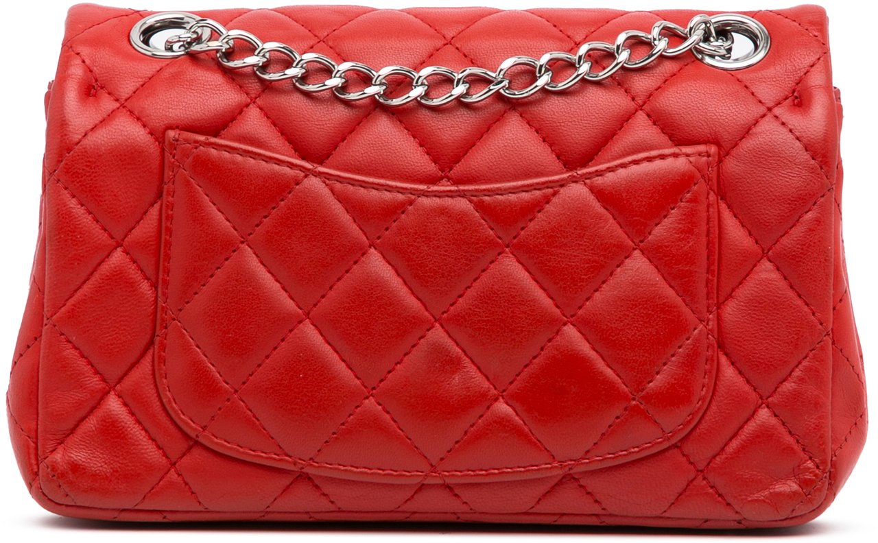 Chanel Mini Rectangular Classic Lambskin Single Flap Rood