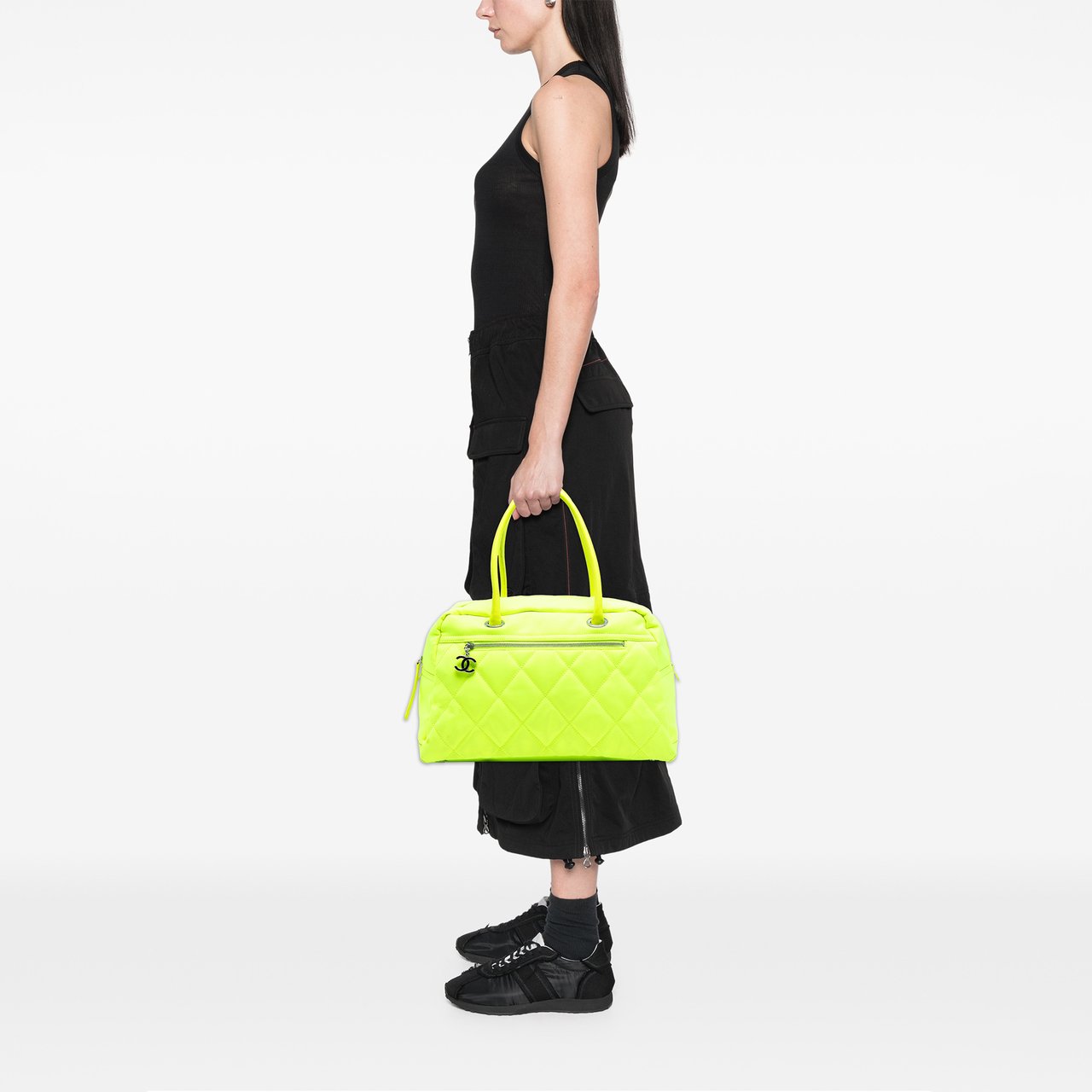 Chanel Paris Biarritz Quilted Canvas Fluo Duffle Bag Geel