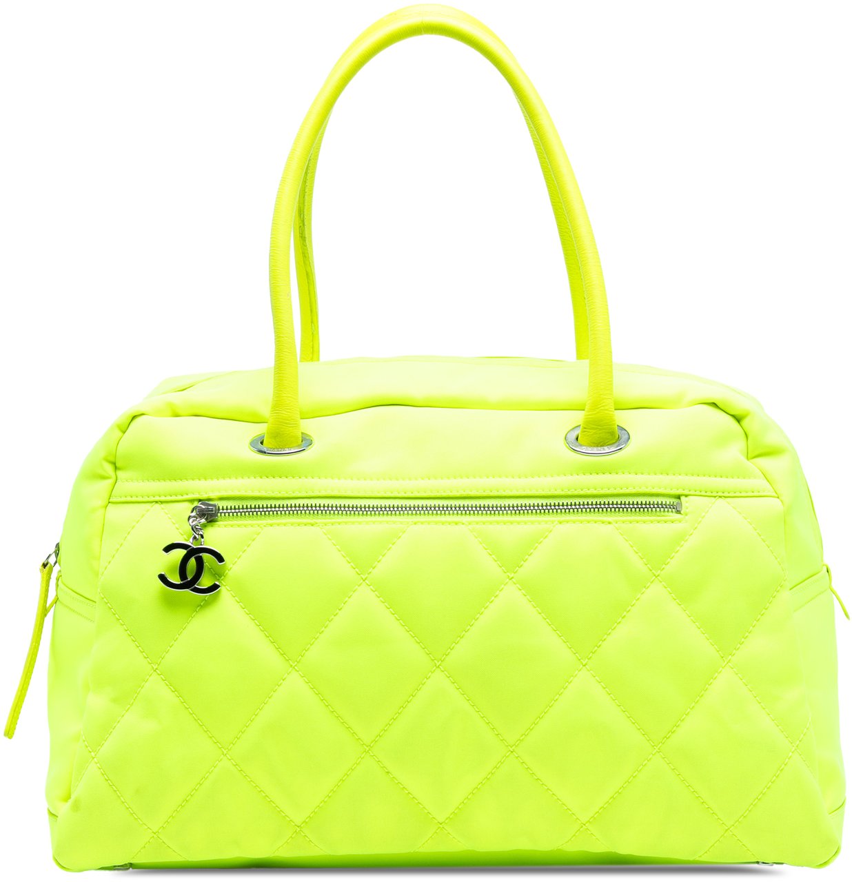 Chanel Paris Biarritz Quilted Canvas Fluo Duffle Bag Geel