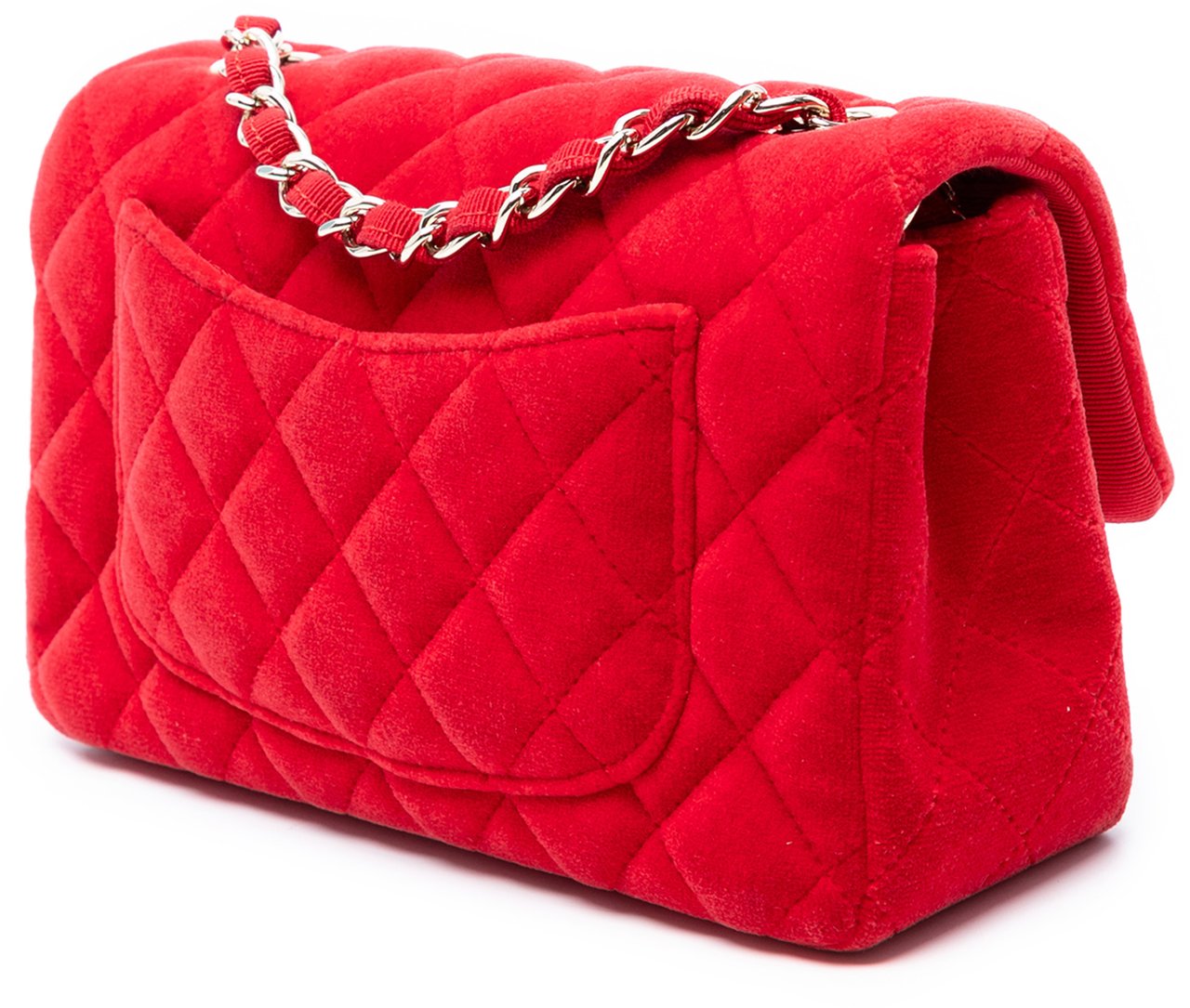 Chanel Mini Rectangular Classic Velvet Single Flap Rood