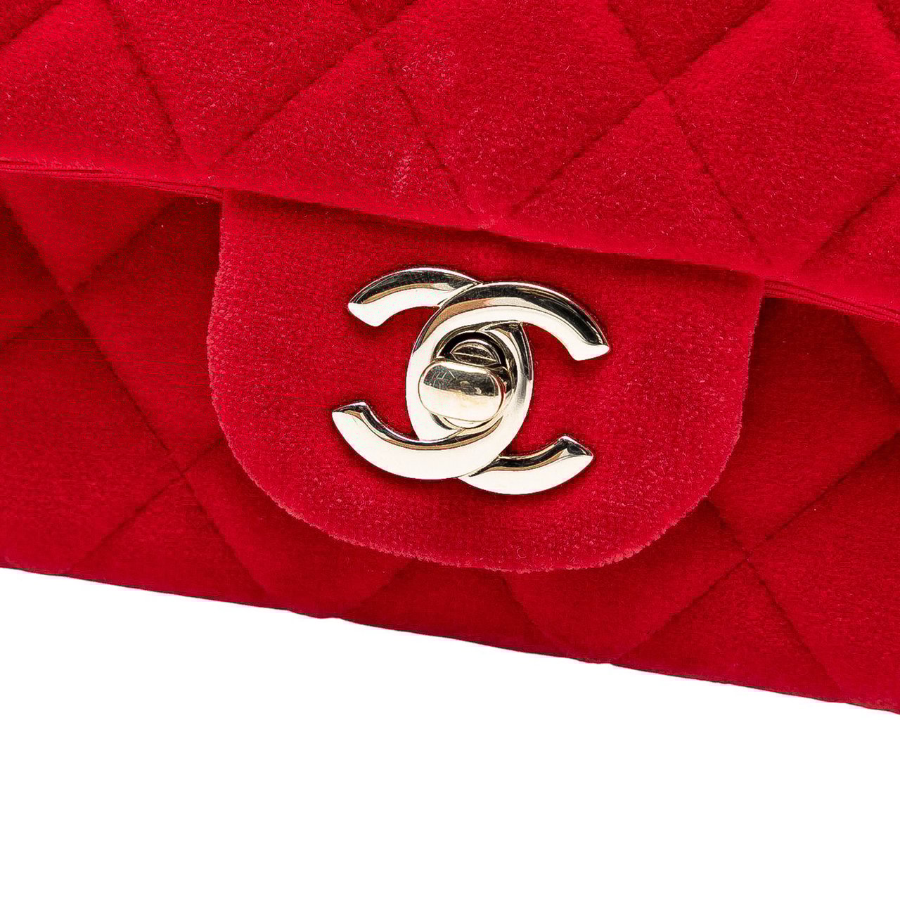 Chanel Mini Rectangular Classic Velvet Single Flap Rood