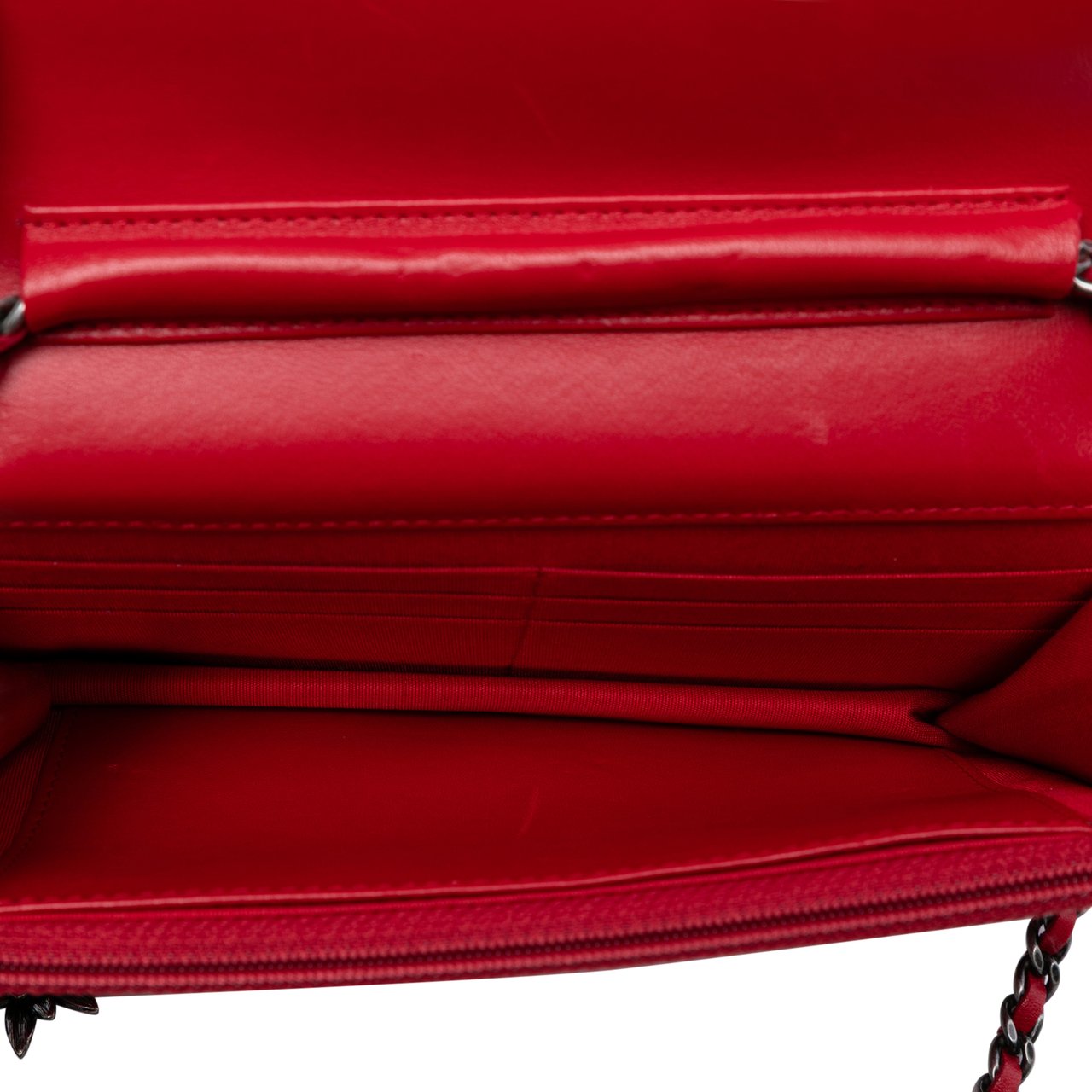 Chanel CC Quilted Tweed Wallet On Chain Rood