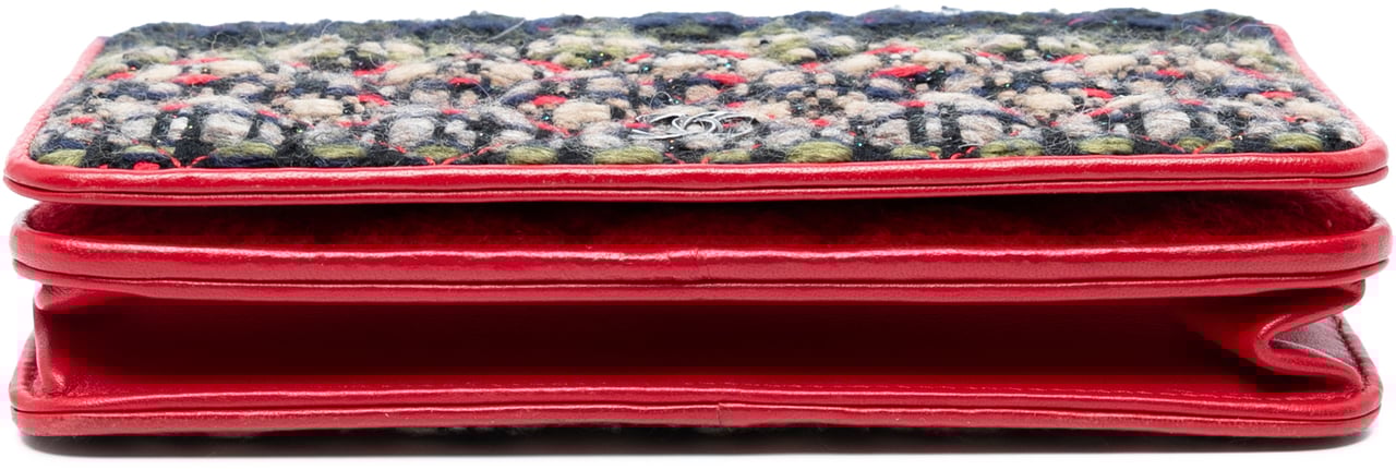 Chanel CC Quilted Tweed Wallet On Chain Rood