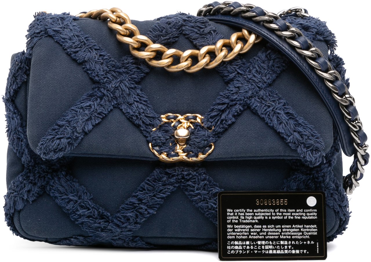 Chanel Medium Canvas and Cotton 19 Flap Blauw