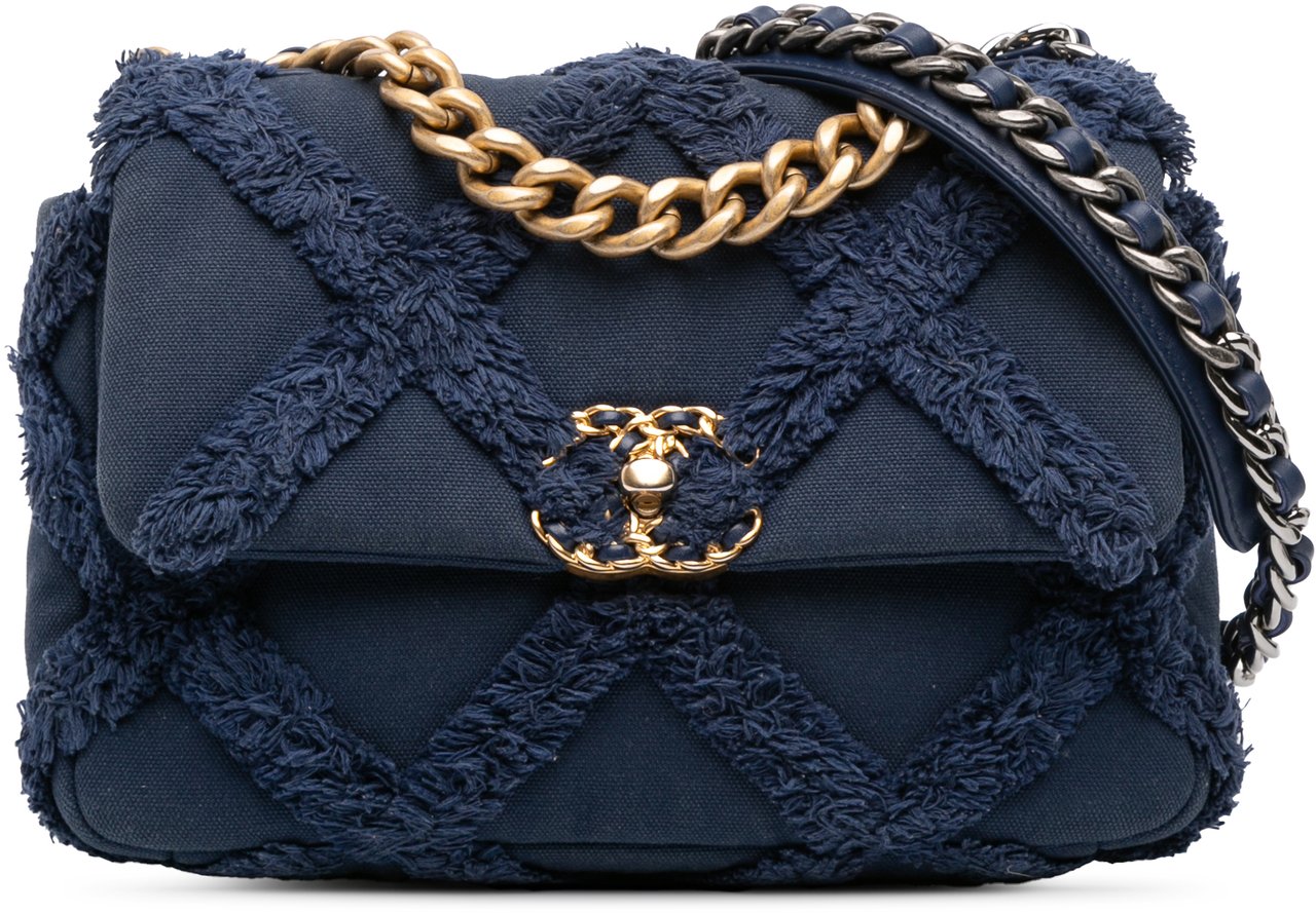 Chanel Medium Canvas and Cotton 19 Flap Blauw