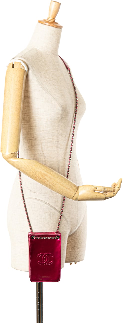 Chanel CC Patent Phone Holder Crossbody Roze