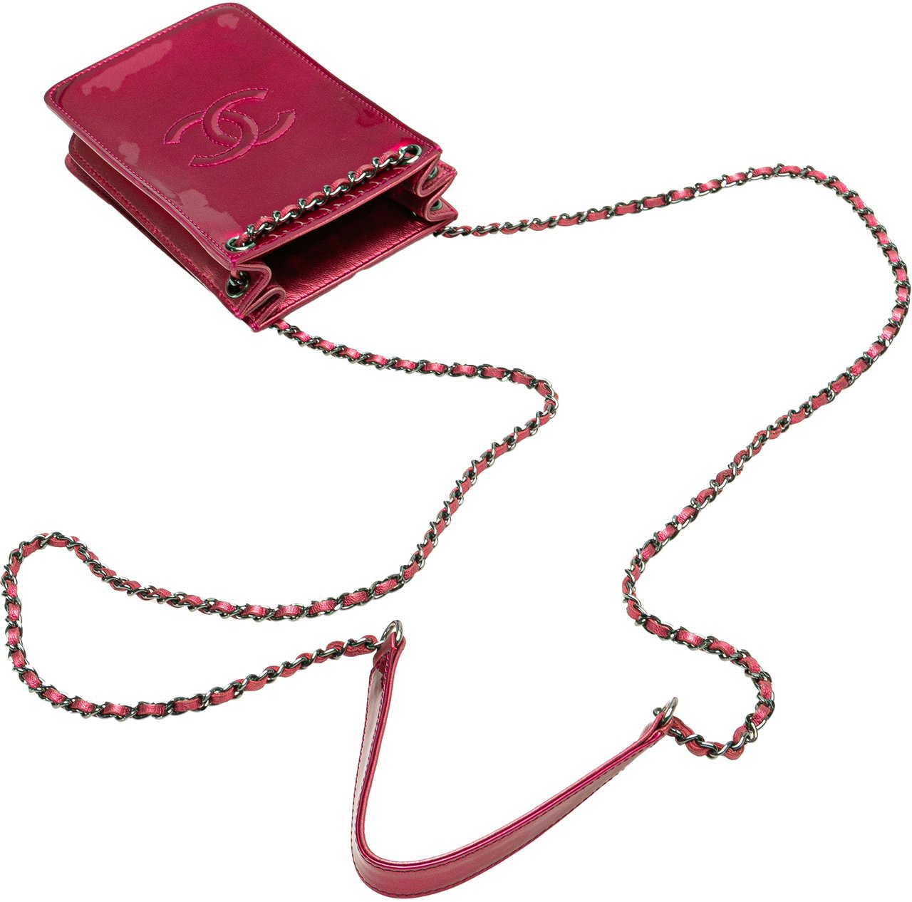 Chanel CC Patent Phone Holder Crossbody Roze