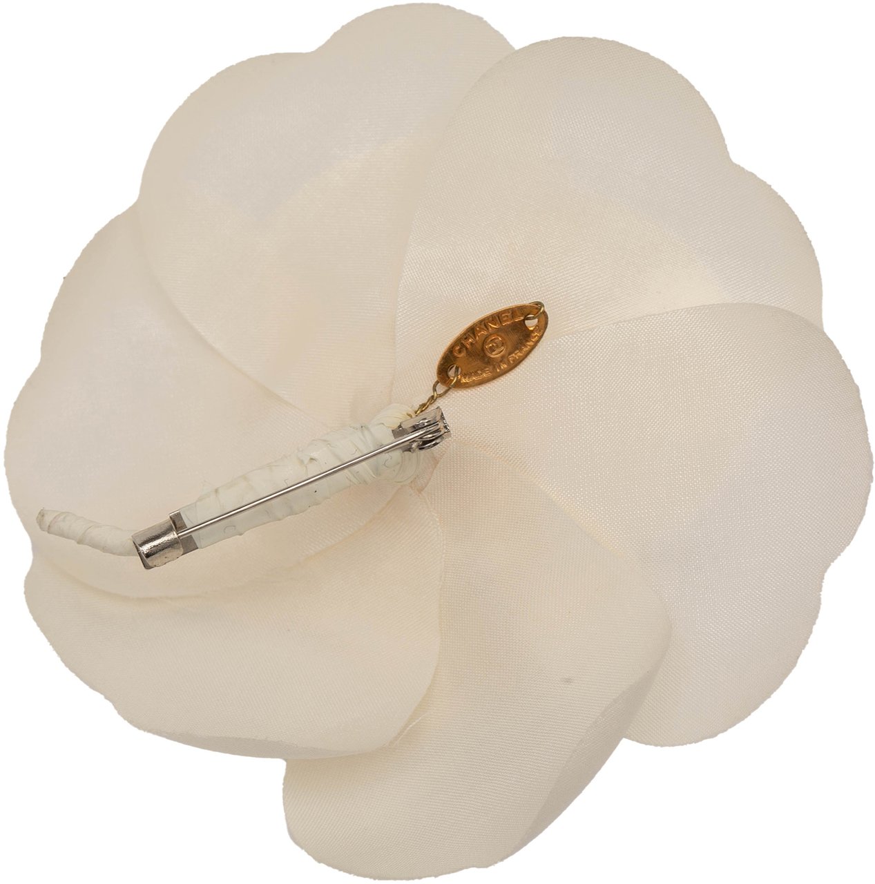 Chanel Canvas Camellia Brooch Wit