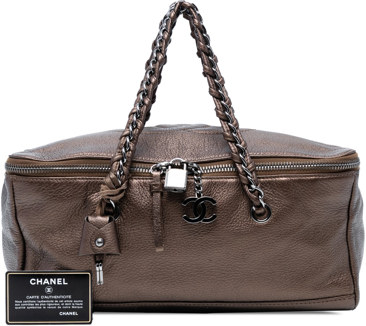 Chanel Large CC Luxe Ligne Bowler Handbag Bruin
