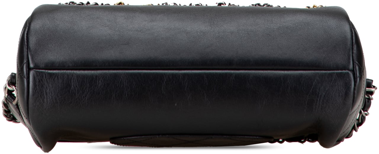 Chanel Calfskin Signature Chain Signe Bowling Bag Zwart