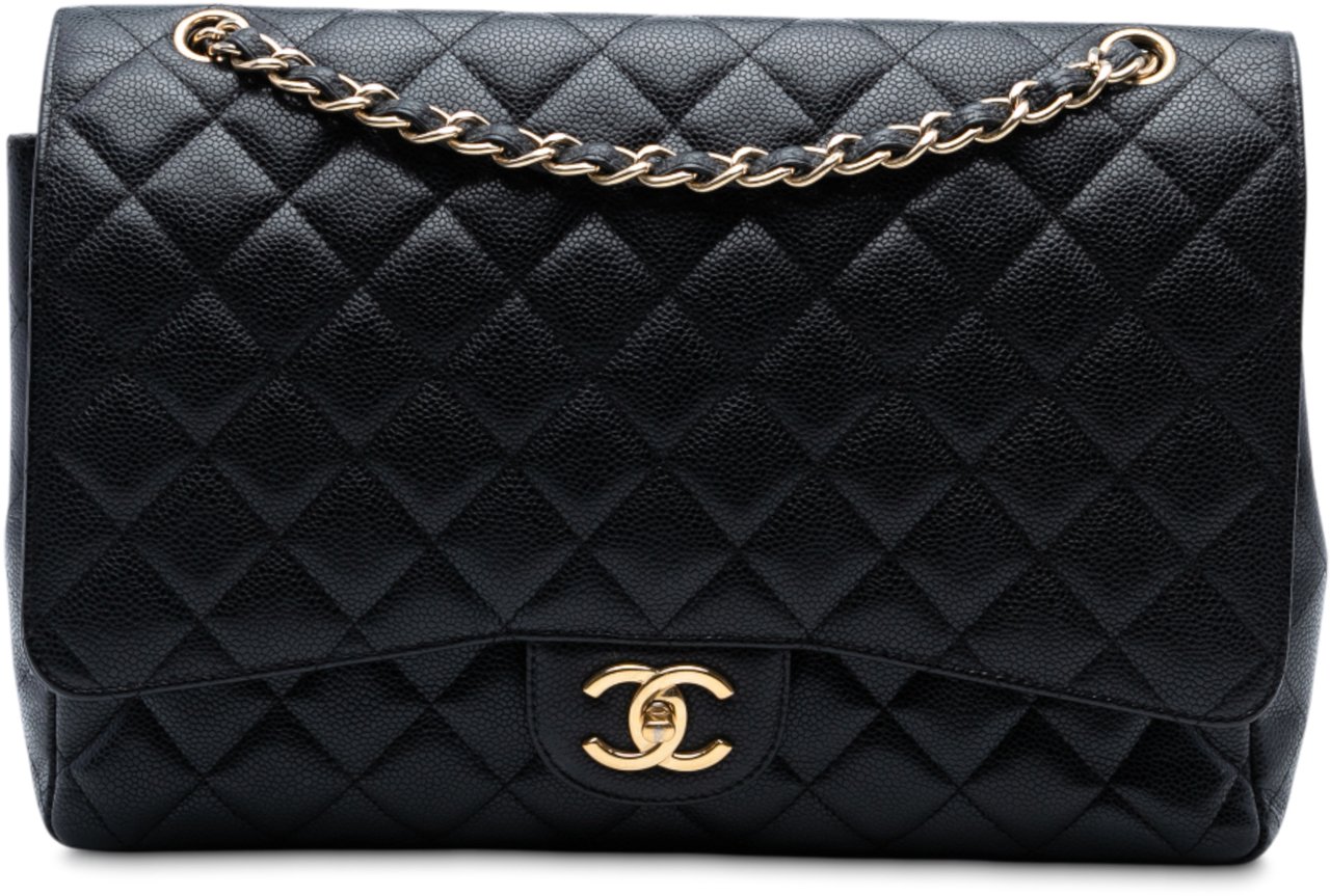 Chanel Maxi Classic Caviar Double Flap Zwart