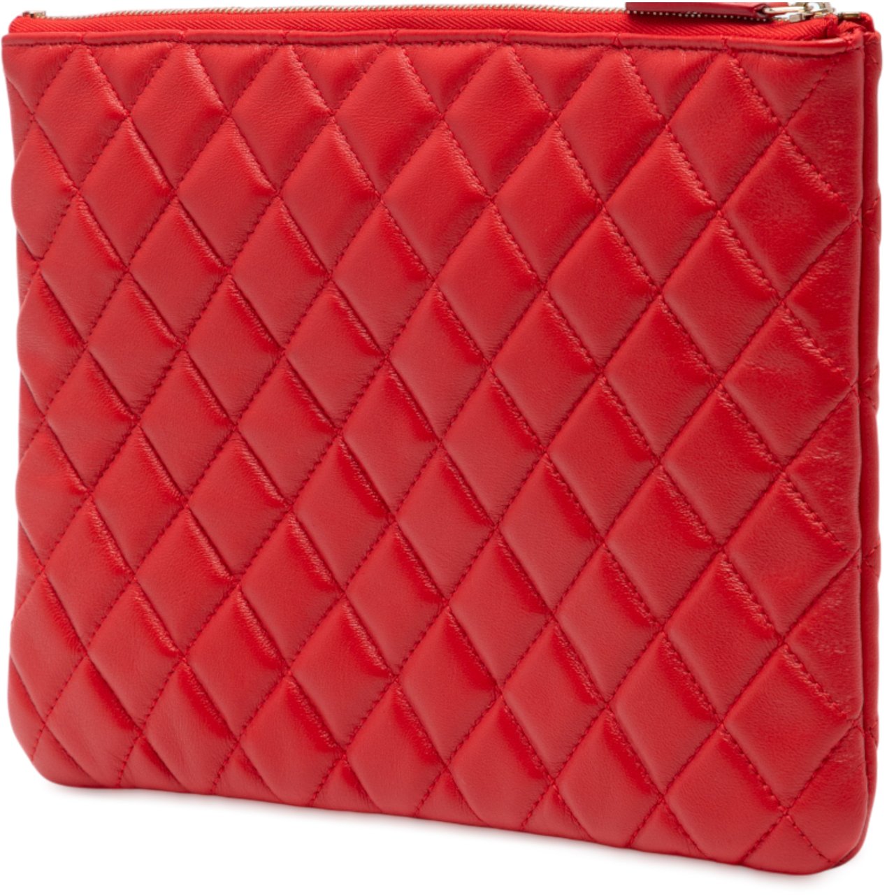 Chanel Medium Quilted Lambskin O Case Clutch Rood
