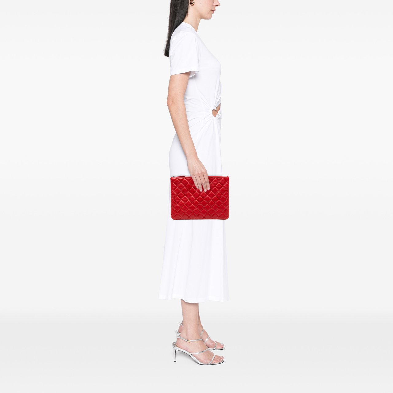 Chanel Medium Quilted Lambskin O Case Clutch Rood