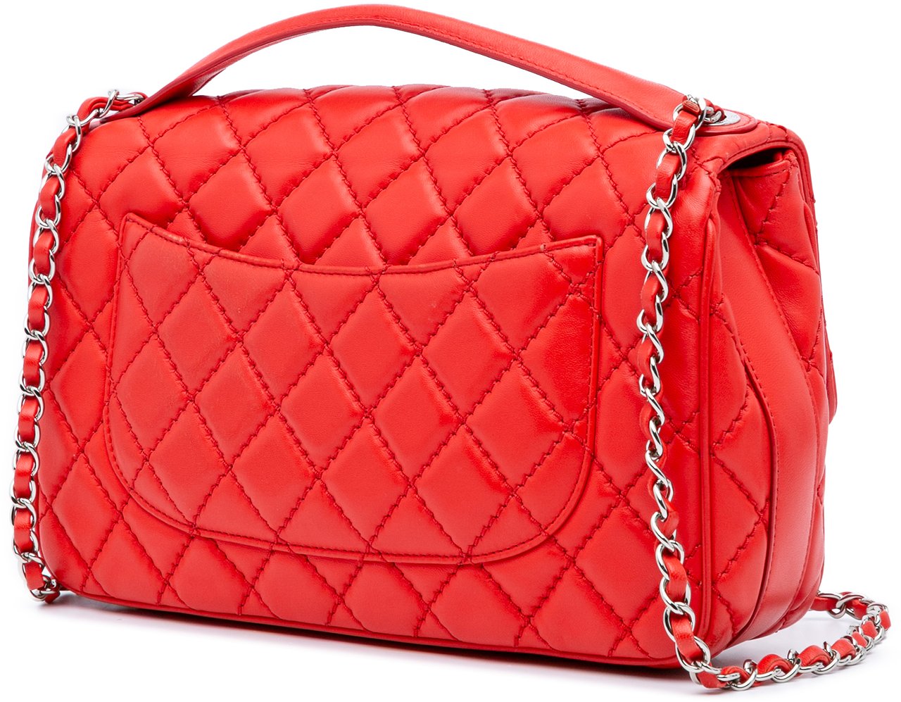 Chanel Jumbo Lambskin Easy Carry Flap Satchel Rood