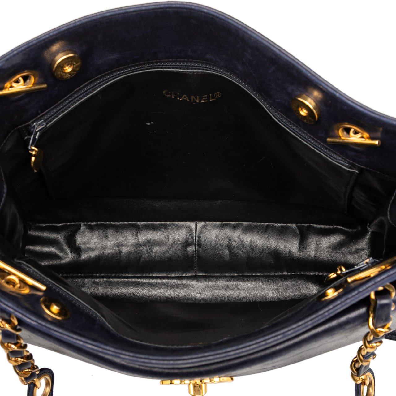 Chanel CC Lambskin Front Pocket Tote Blauw