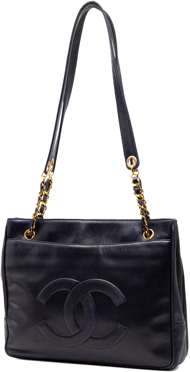 Chanel CC Lambskin Front Pocket Tote Blauw