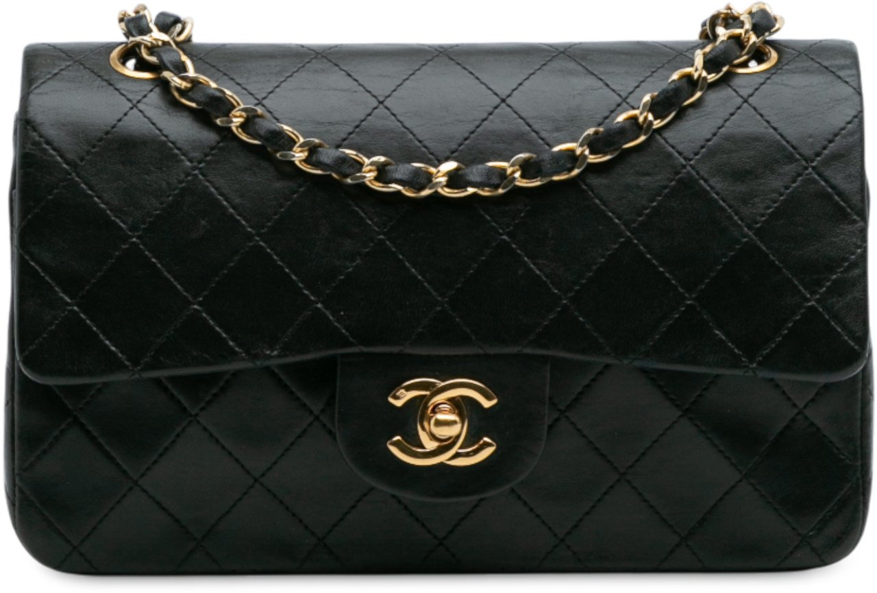 Chanel Small Classic Lambskin Double Flap Zwart
