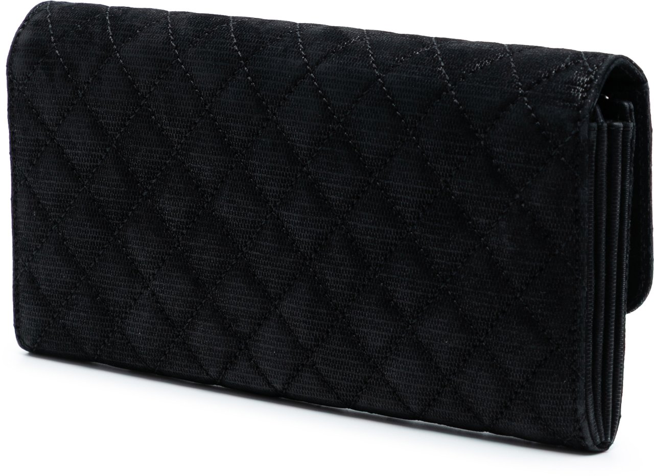 Chanel CC Quilted Textured Suede East West Flap Zwart