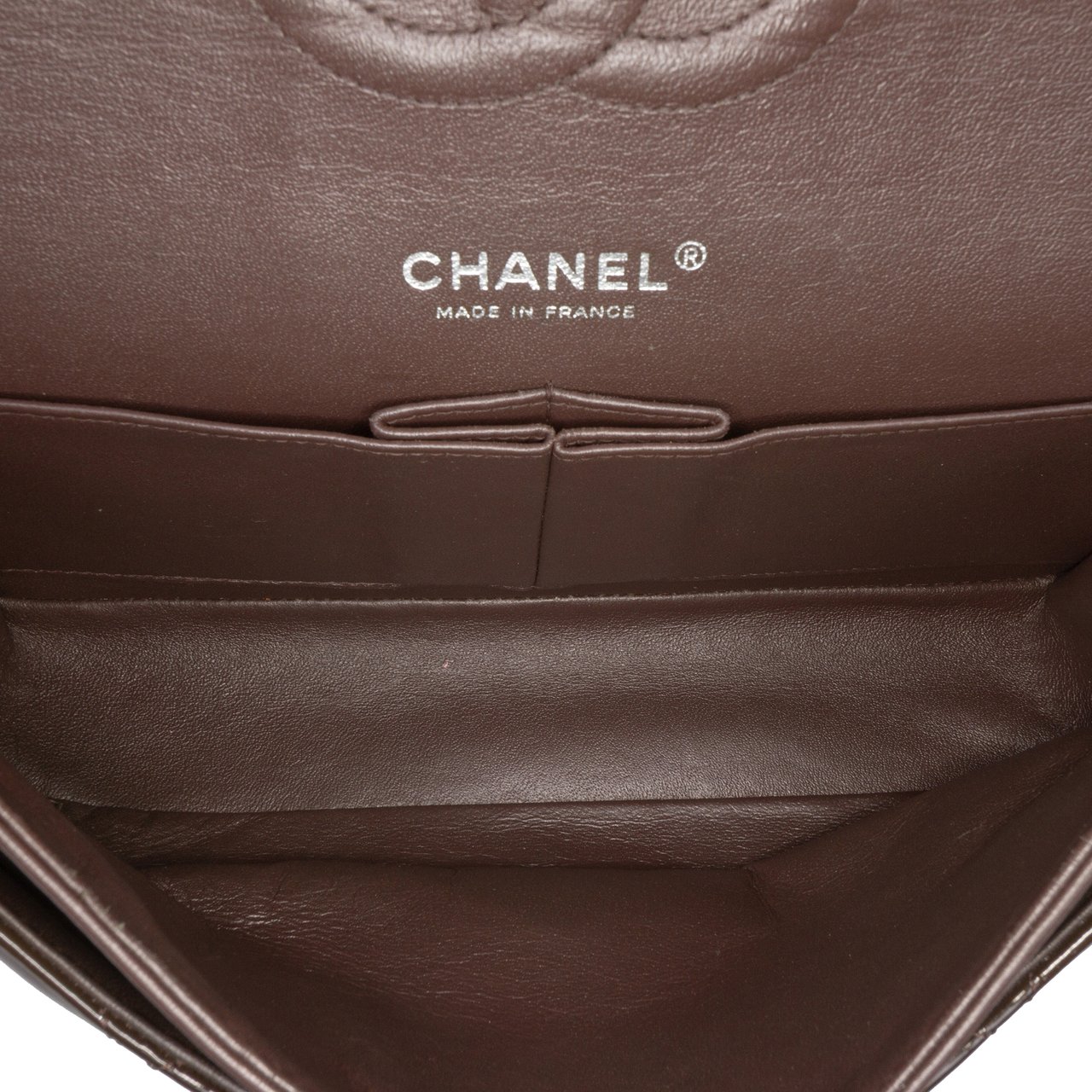 Chanel Medium Classic Patent Double Flap Bruin