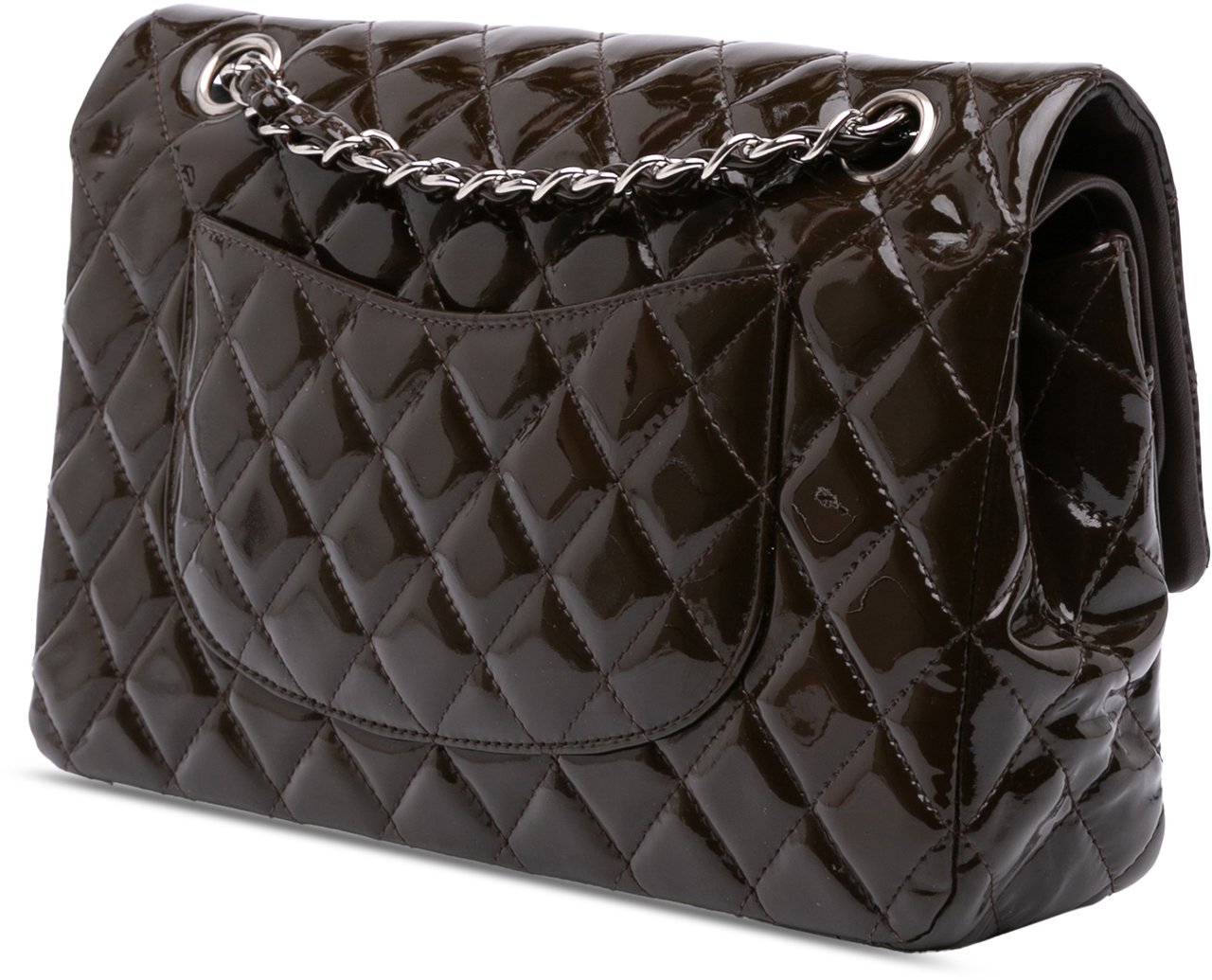 Chanel Medium Classic Patent Double Flap Bruin