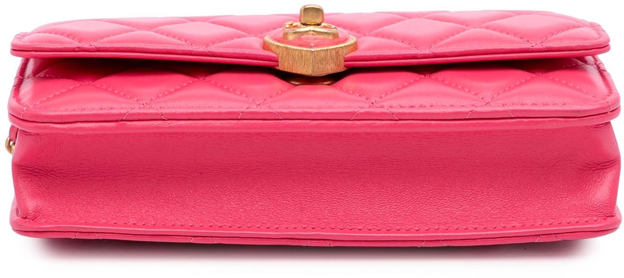 Chanel Quilted Lambskin Acrylic Coco Love Wallet on Chain Roze