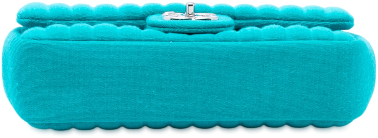 Chanel Mini Vertical Quilted Jersey Single Flap Blauw