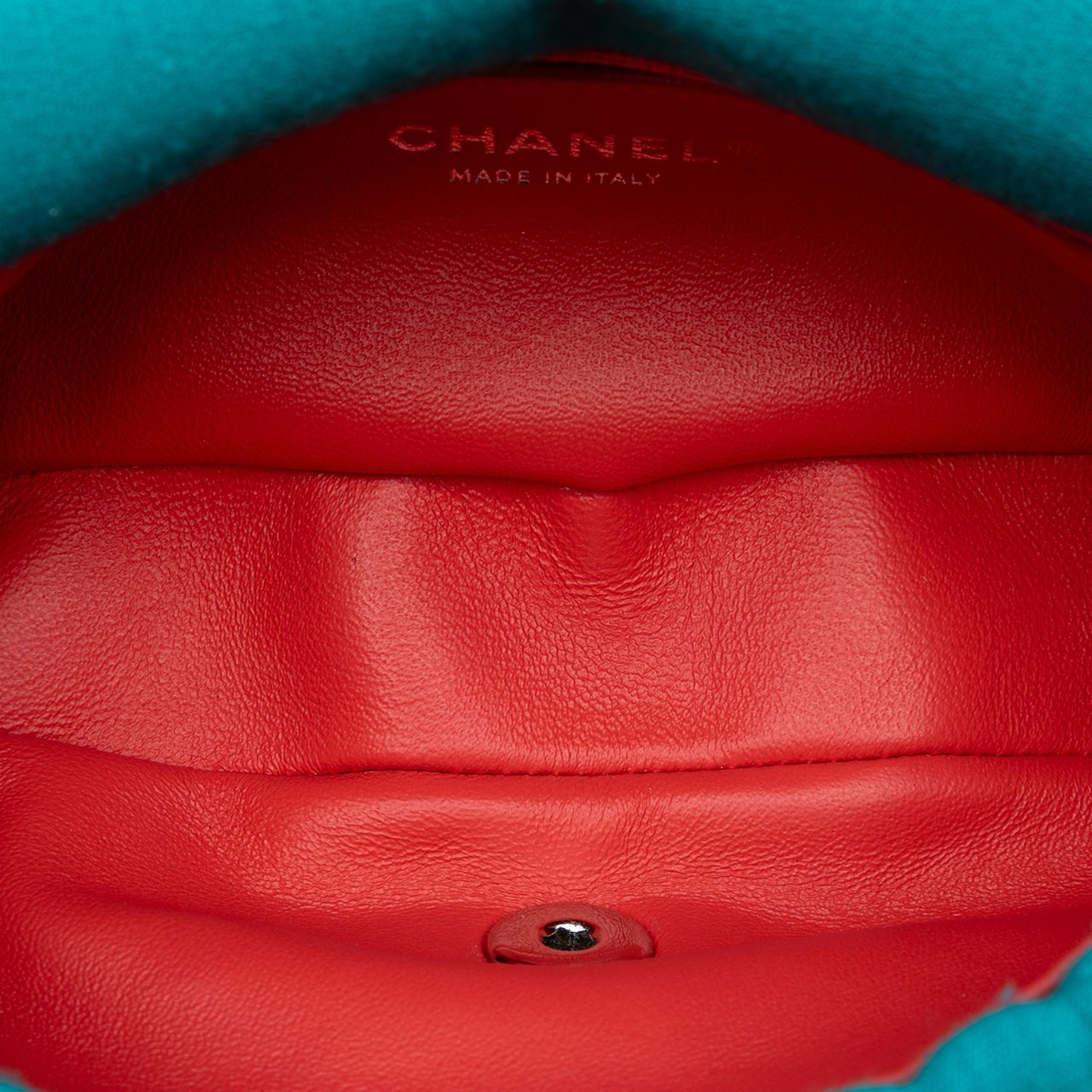 Chanel Mini Vertical Quilted Jersey Single Flap Blauw