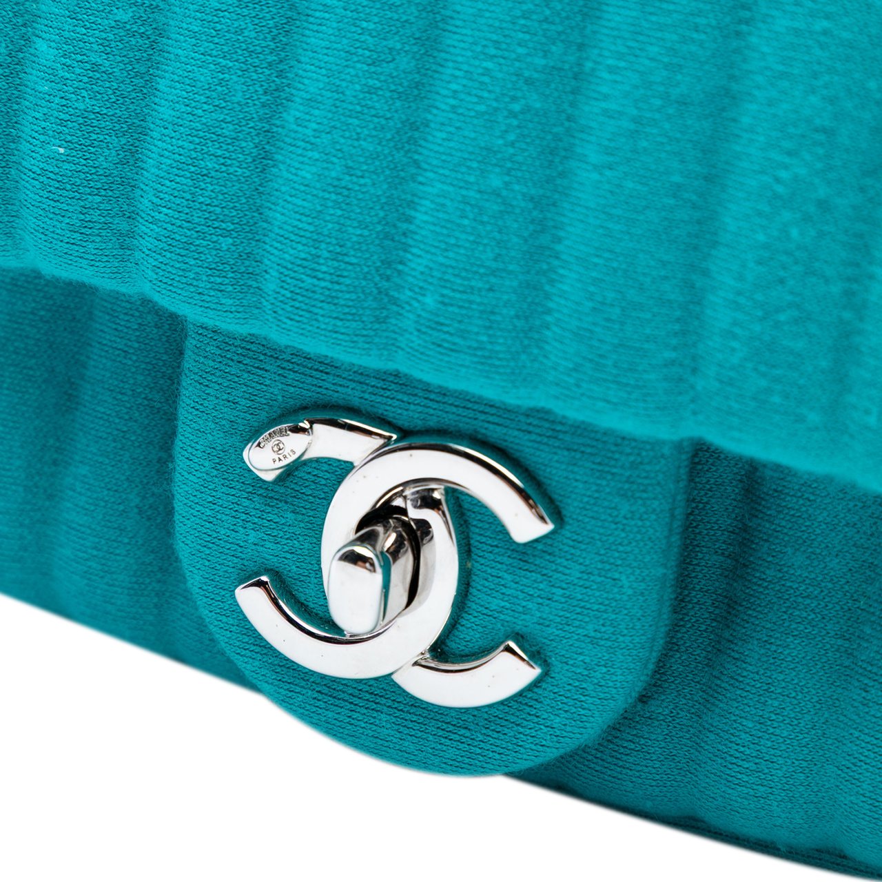 Chanel Mini Vertical Quilted Jersey Single Flap Blauw