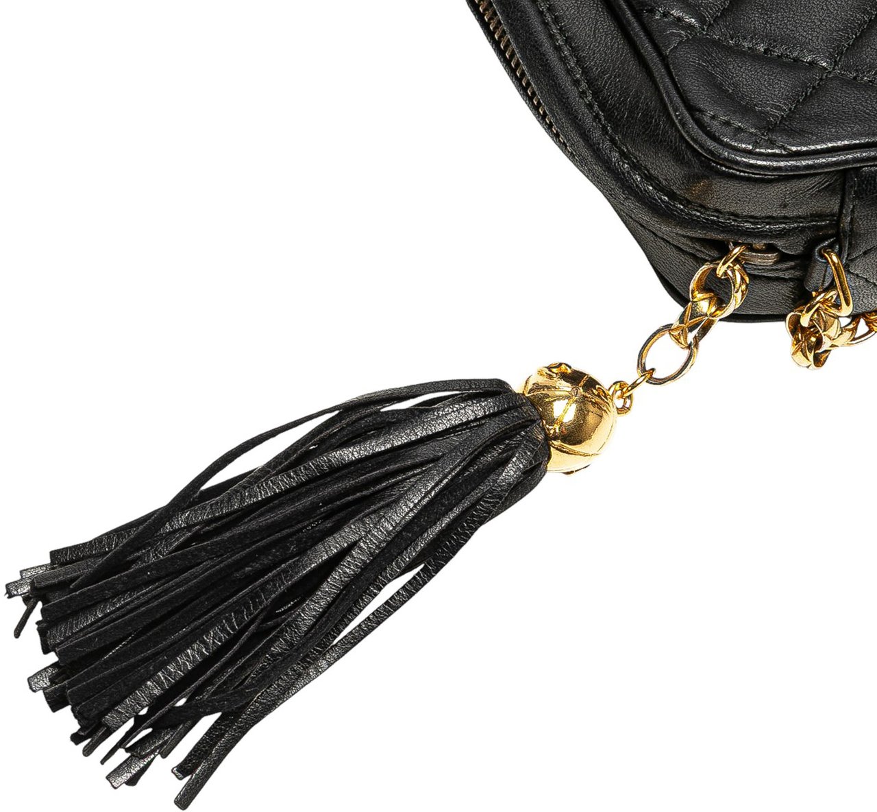 Chanel CC Quilted Lambskin Tassel Camera Bag Zwart