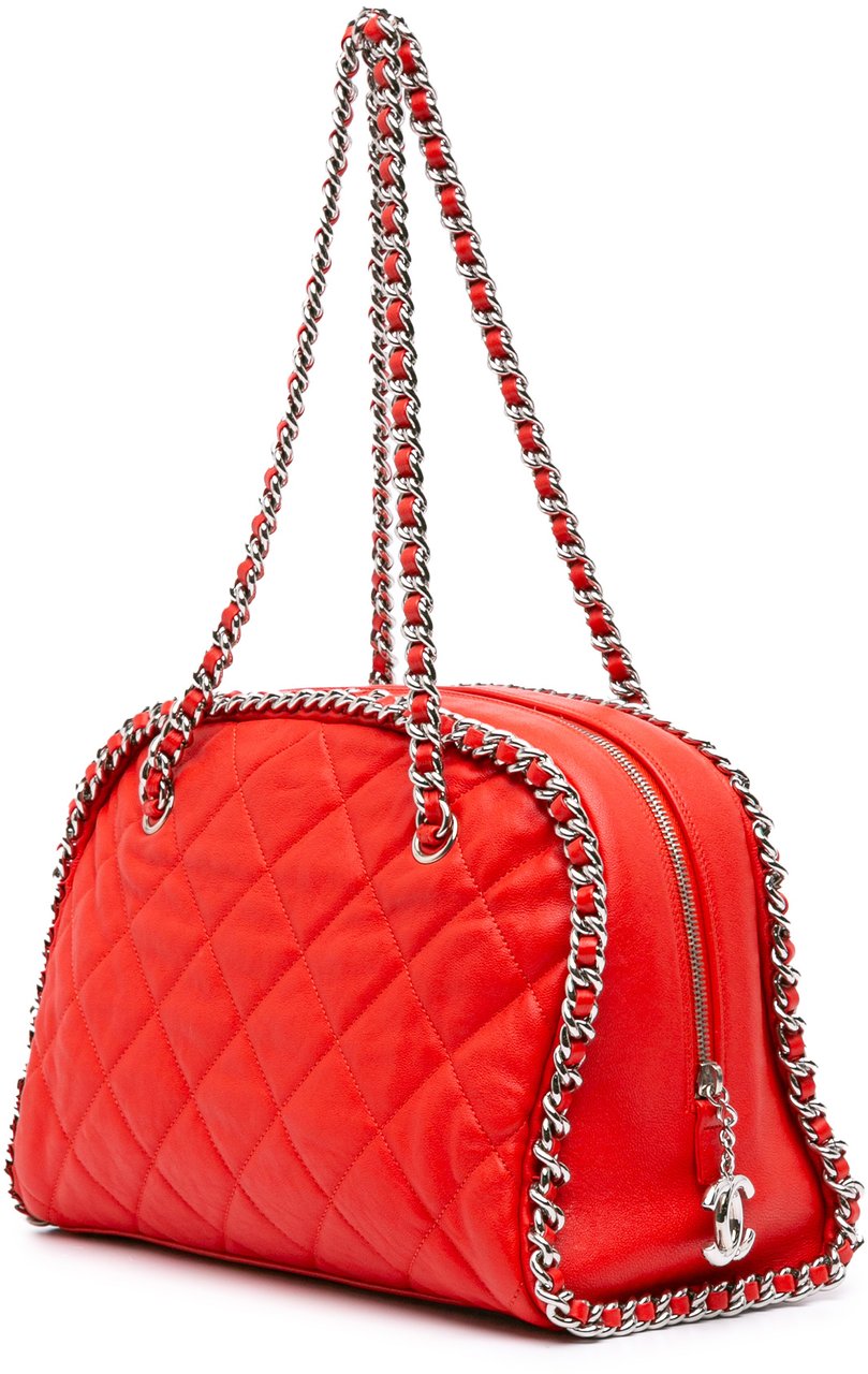 Chanel Quilted Washed Lambskin Chain Around Bowler Rood