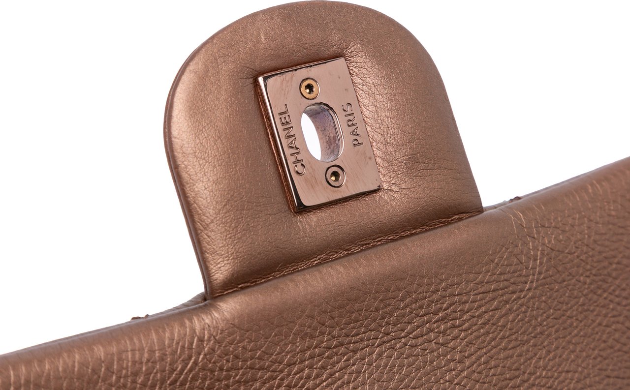 Chanel Medium Iridescent Quilted Goatskin CC Eyelet Flap Bruin