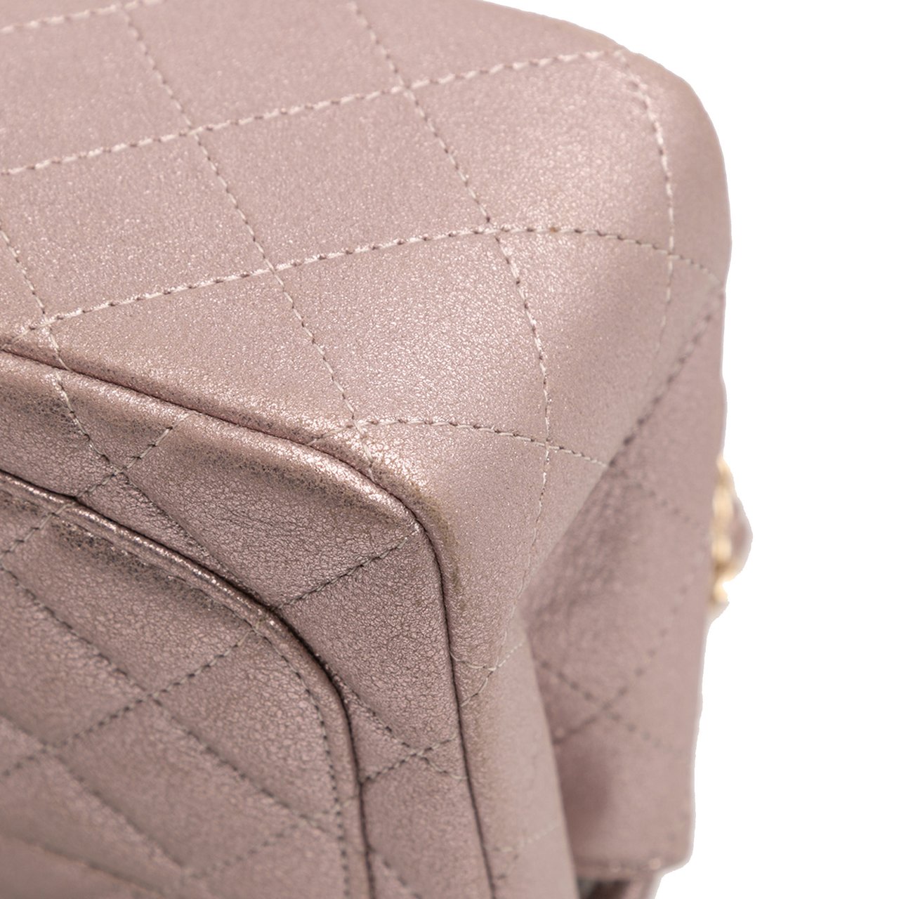 Chanel Mini Square Classic Iridescent Calfskin Single Flap Roze
