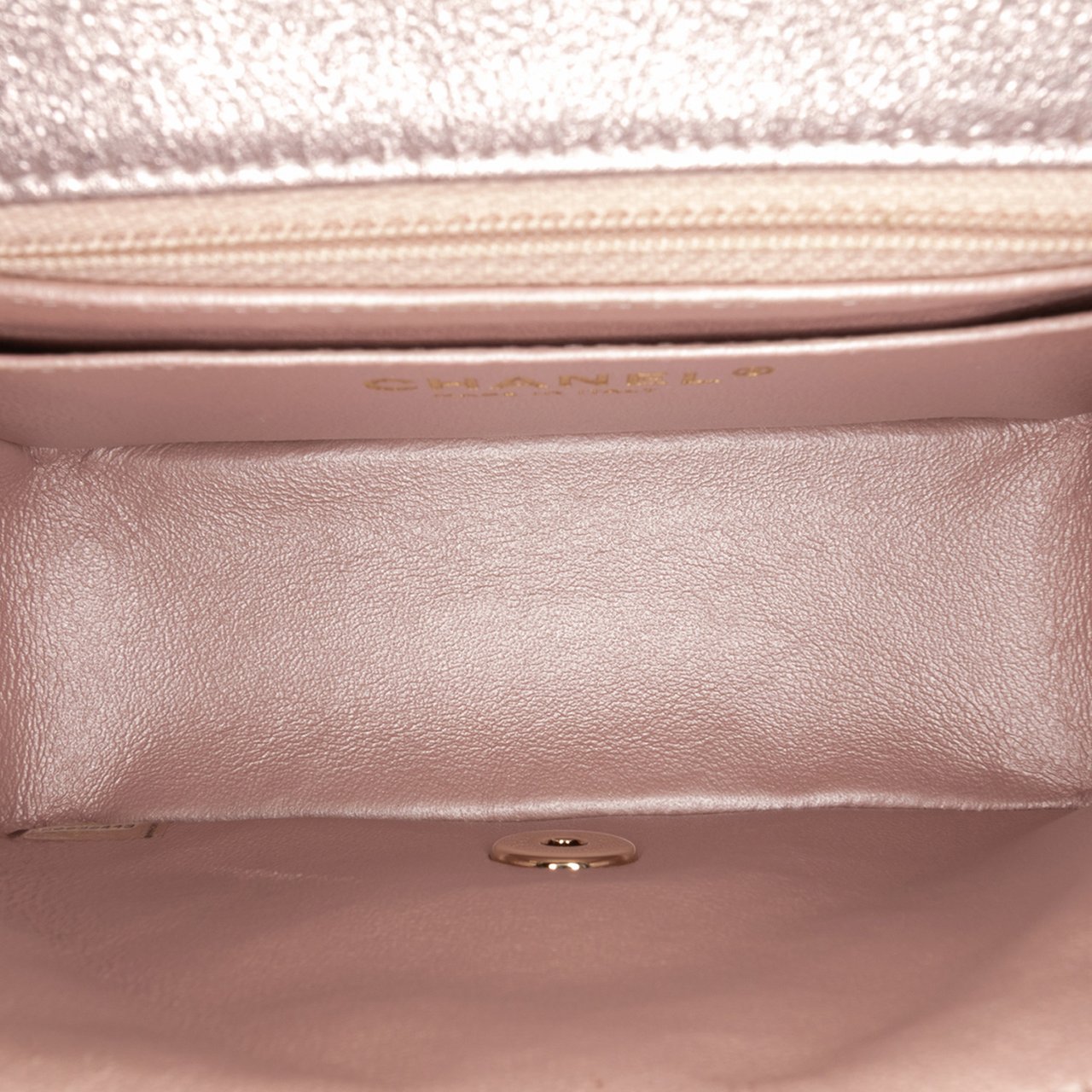 Chanel Mini Square Classic Iridescent Calfskin Single Flap Roze