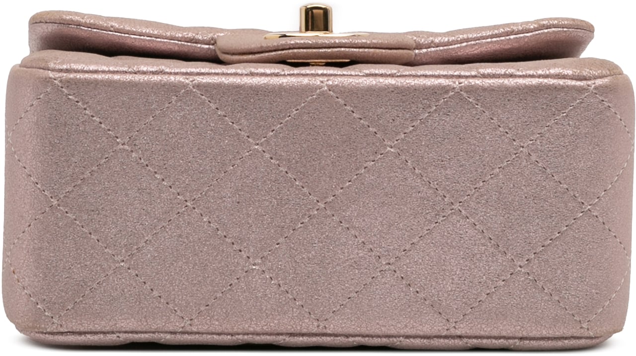 Chanel Mini Square Classic Iridescent Calfskin Single Flap Roze