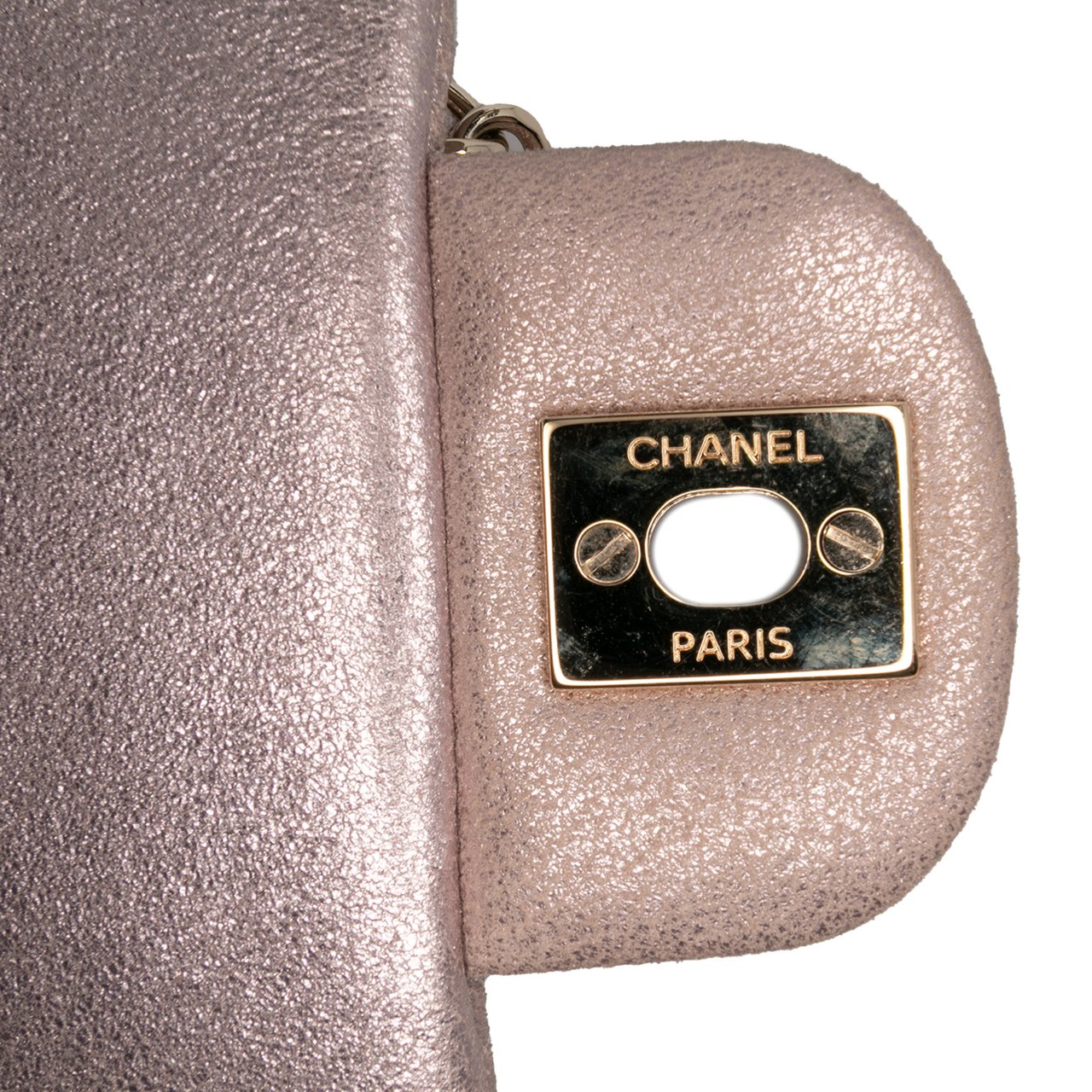 Chanel Mini Square Classic Iridescent Calfskin Single Flap Roze