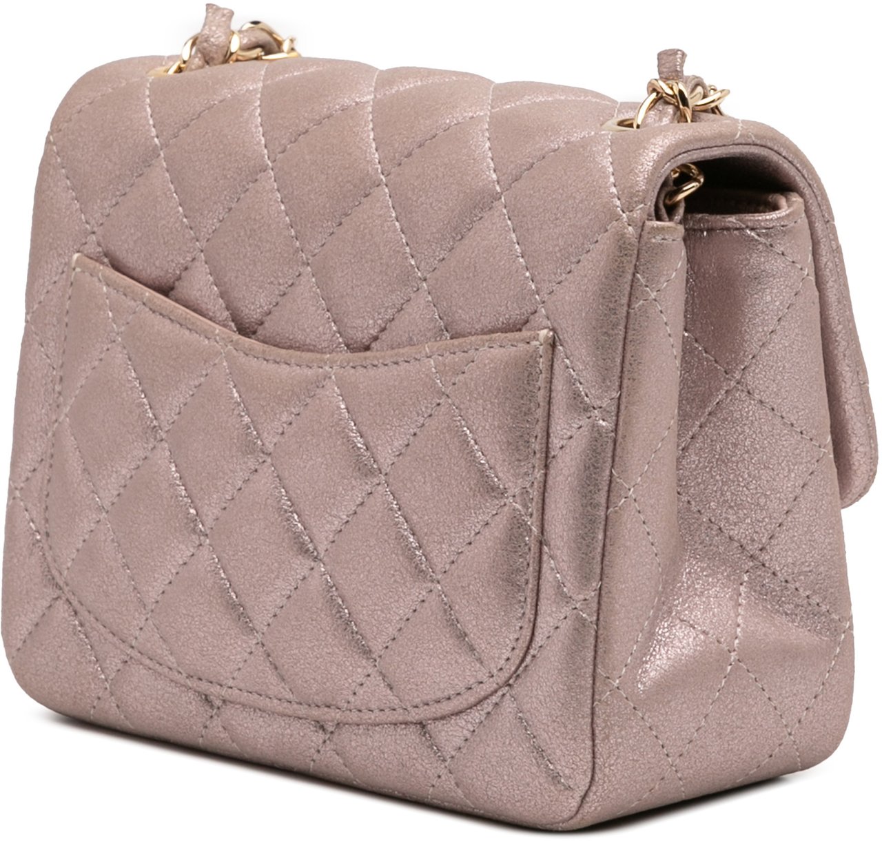 Chanel Mini Square Classic Iridescent Calfskin Single Flap Roze