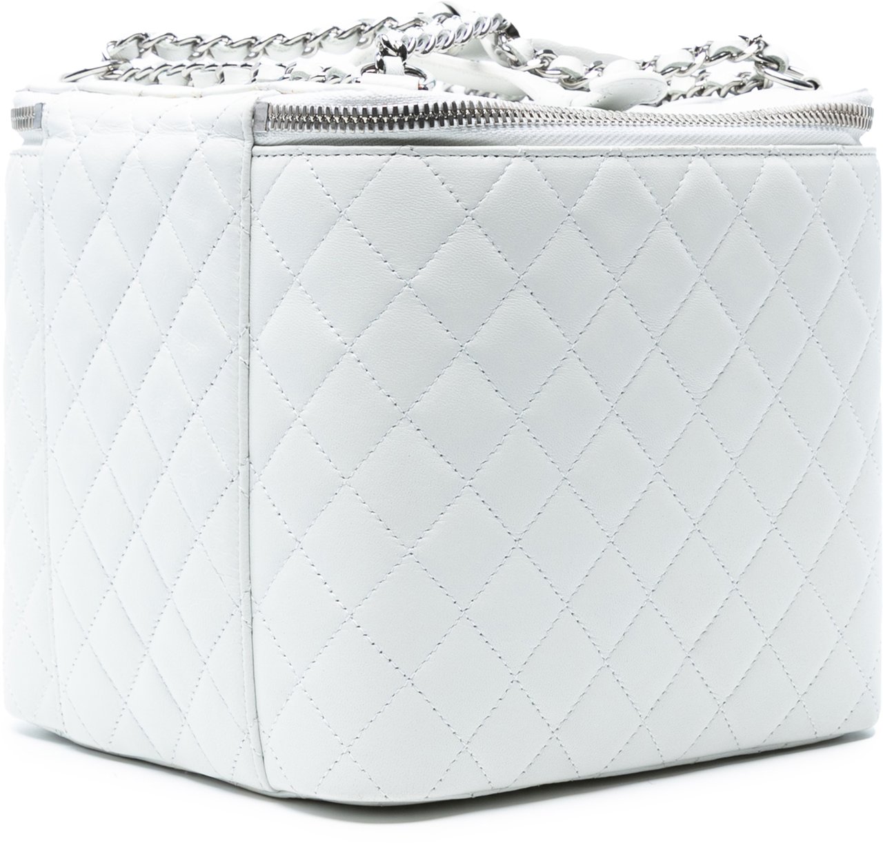 Chanel Large Quilted Lambskin Top Handle Jewelry Box With Chain Wit