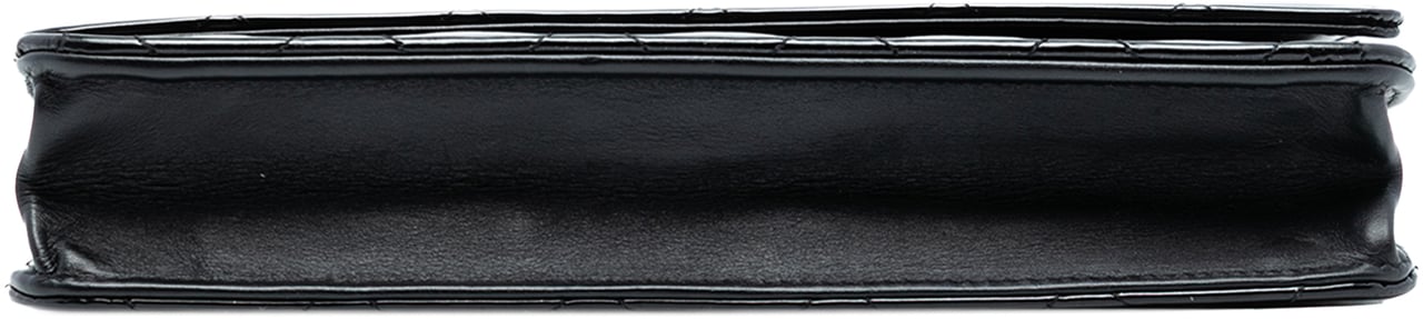 Chanel CC Quilted Patent Wallet On Chain Zwart