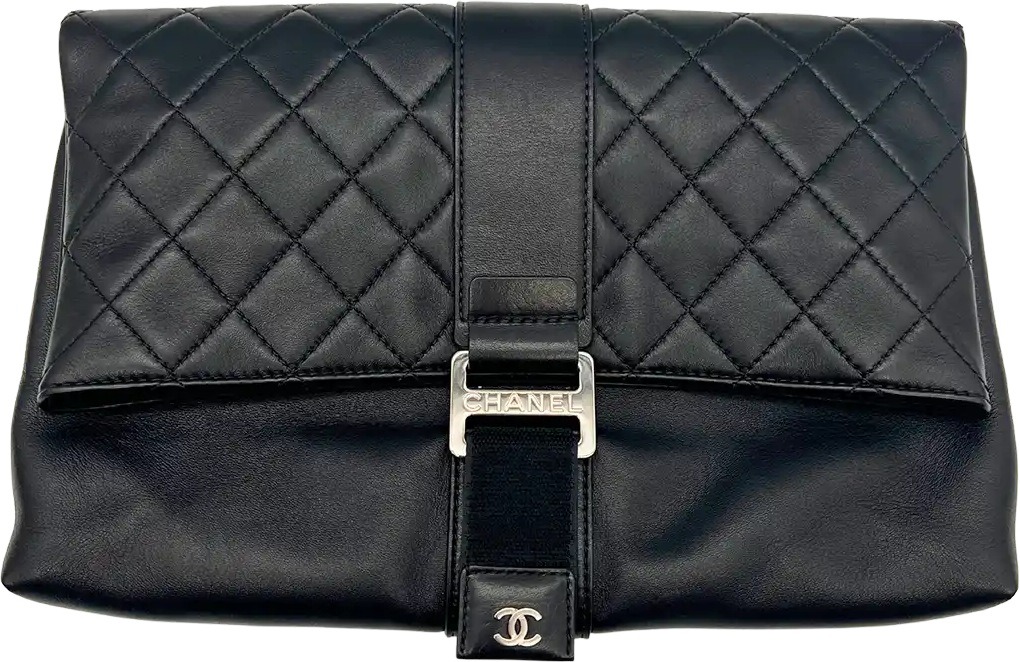 Chanel Chanel Clutch quilted leather black work bag / very good Zwart