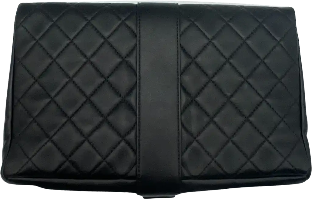 Chanel Chanel Clutch quilted leather black work bag / very good Zwart