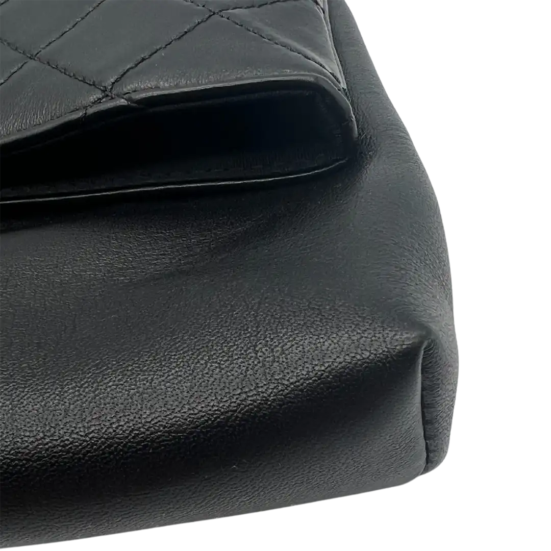 Chanel Chanel Clutch quilted leather black work bag / very good Zwart
