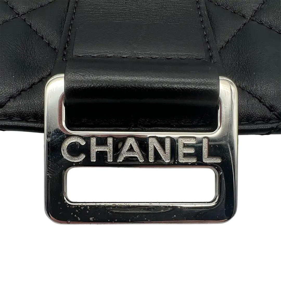 Chanel Chanel Clutch quilted leather black work bag / very good Zwart